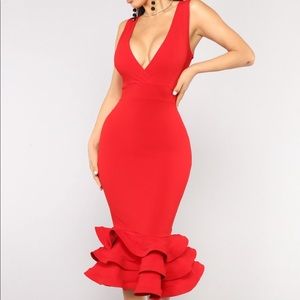 Red dress with ruffles